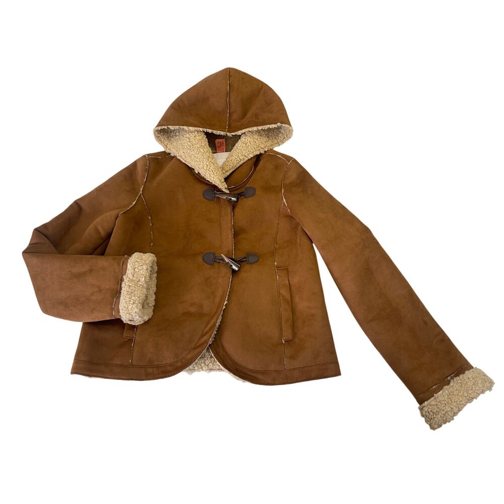 Anthropologie Ett:Twa Andes Hooded Faux Suede Sherpa Jacket Size Womens‎ 0